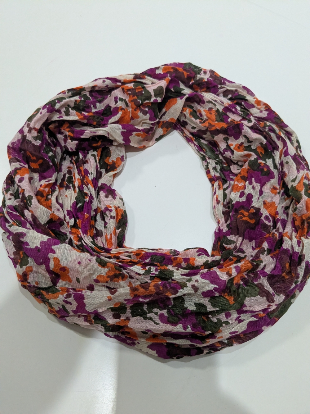 Floral Infinity Scarf in Purple, Orange & Green